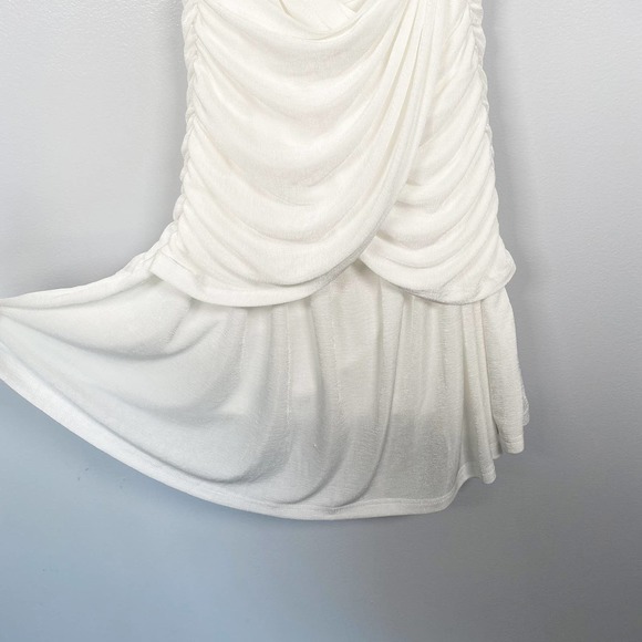 MISHA Callie Ivory Cutout Mini Dress Halter Neck Ruched Bride Bachelorette 4 - Picture 7 of 11